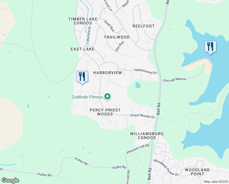 map of restaurants, bars, coffee shops, grocery stores, and more near 1031 Hammack Court in Nashville