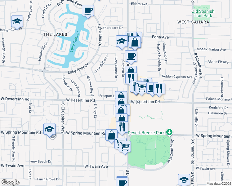 map of restaurants, bars, coffee shops, grocery stores, and more near 3321 Paragon Drive in Las Vegas