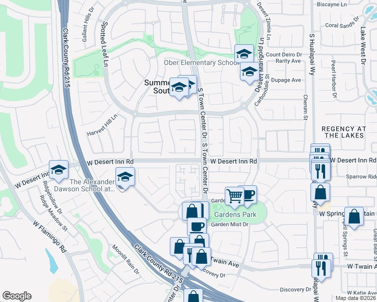 map of restaurants, bars, coffee shops, grocery stores, and more near 3284 Hedingham Court in Las Vegas