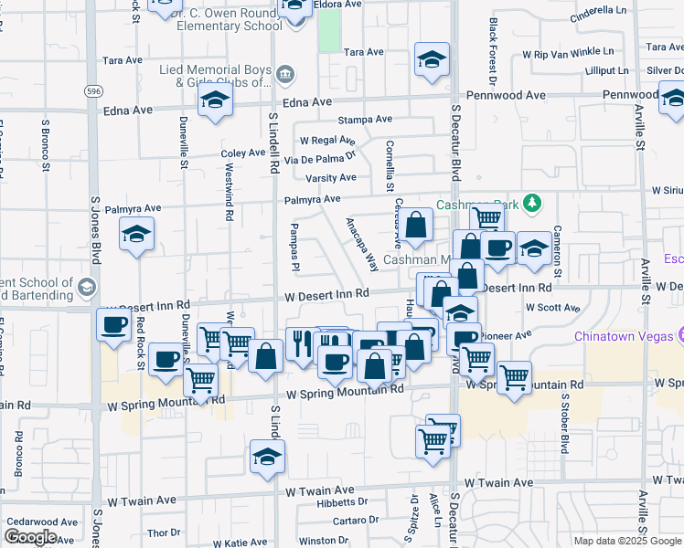 map of restaurants, bars, coffee shops, grocery stores, and more near 3258 Moonflower Drive in Las Vegas