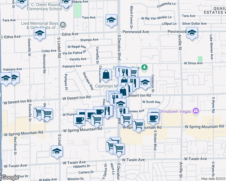 map of restaurants, bars, coffee shops, grocery stores, and more near 4948 Souza Drive in Las Vegas