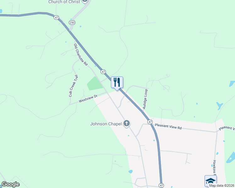 map of restaurants, bars, coffee shops, grocery stores, and more near 2515 Tennessee 47 in White Bluff