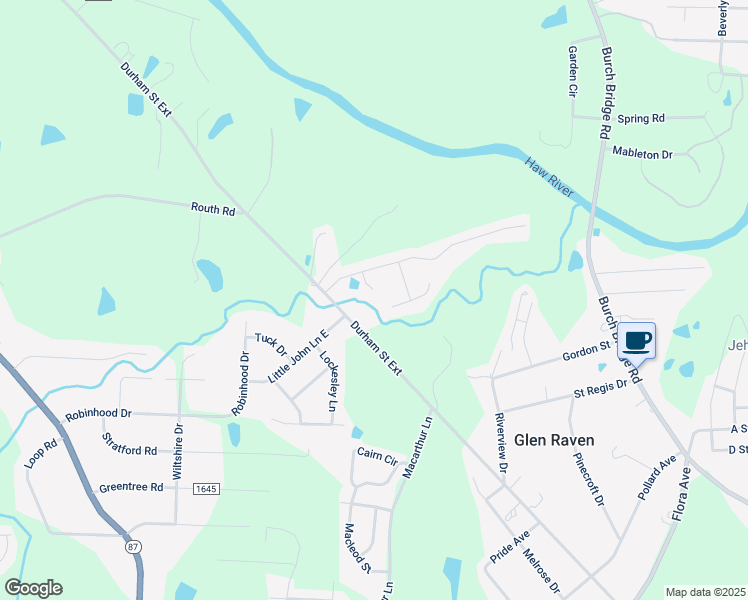map of restaurants, bars, coffee shops, grocery stores, and more near 2600 Durham Meadows Court in Burlington