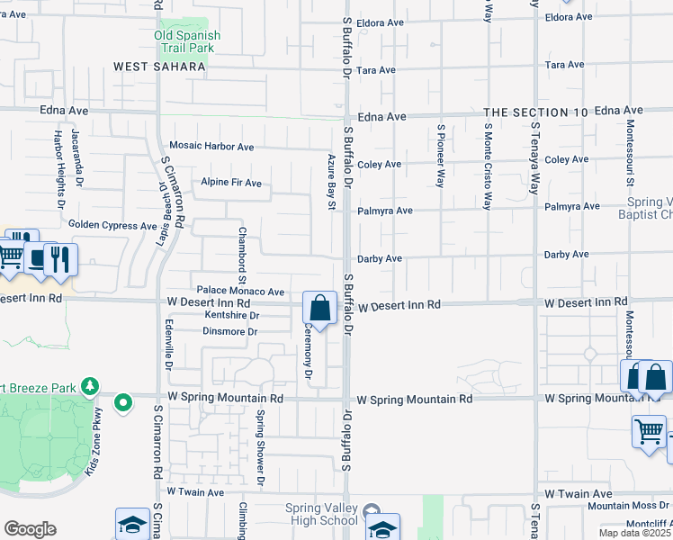 map of restaurants, bars, coffee shops, grocery stores, and more near 3228 Crown Cove Court in Las Vegas