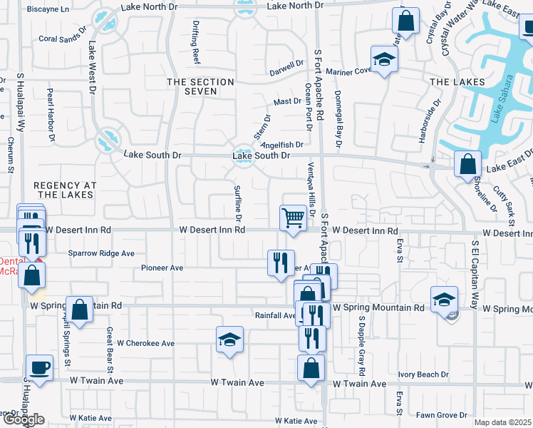 map of restaurants, bars, coffee shops, grocery stores, and more near 9400 Shellfish Court in Las Vegas
