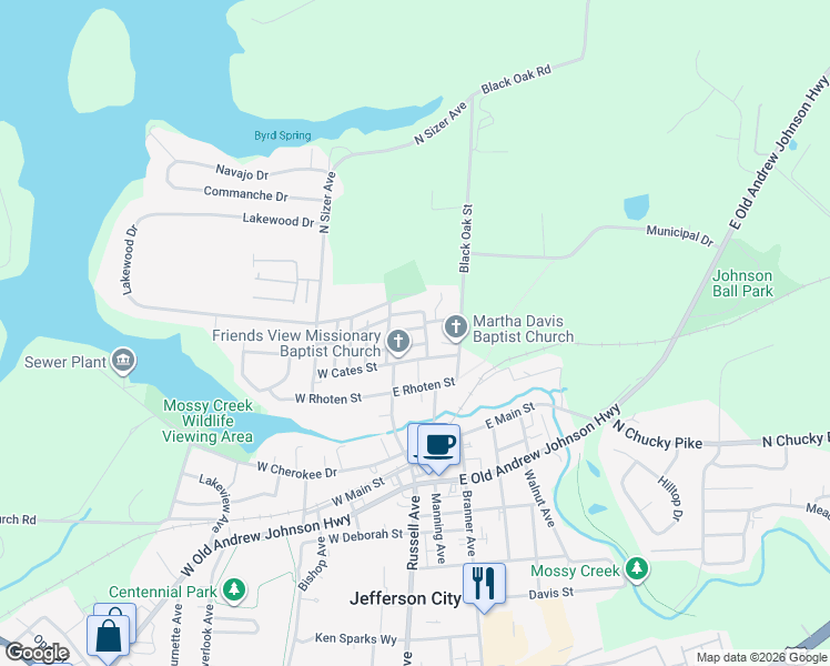 map of restaurants, bars, coffee shops, grocery stores, and more near 1910 School Street in Jefferson City