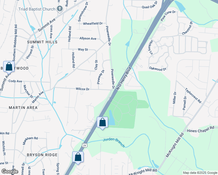 map of restaurants, bars, coffee shops, grocery stores, and more near 2315 Wilcox Drive in Greensboro