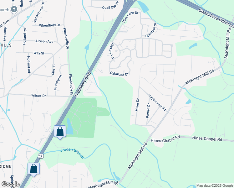 map of restaurants, bars, coffee shops, grocery stores, and more near 3707 Miller Drive in Greensboro