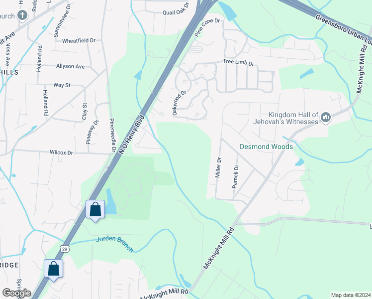 map of restaurants, bars, coffee shops, grocery stores, and more near 3709 Miller Drive in Greensboro