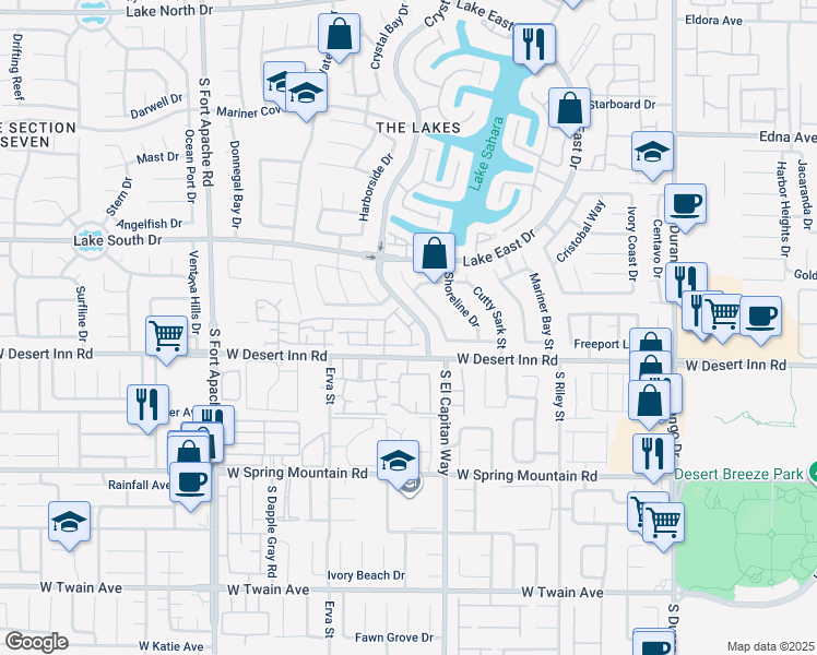 map of restaurants, bars, coffee shops, grocery stores, and more near Sky Country Lane in Las Vegas