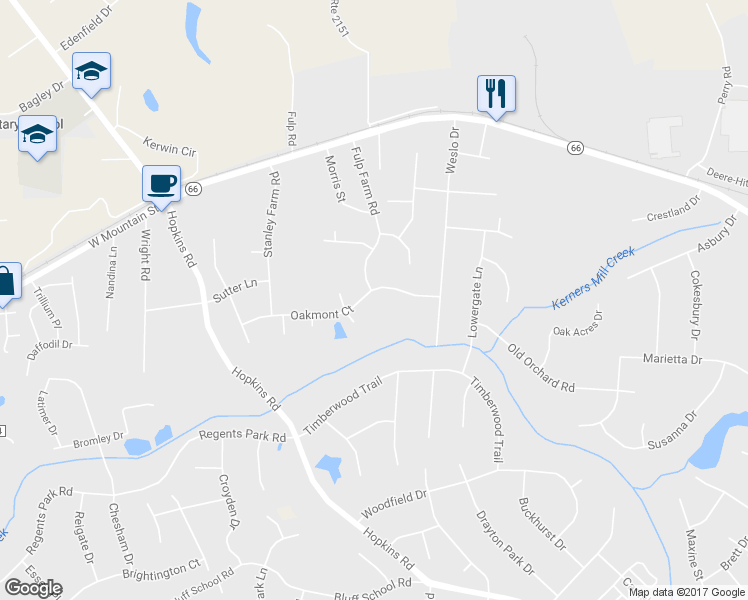 map of restaurants, bars, coffee shops, grocery stores, and more near 6012 Oakmont Ct in Kernersville