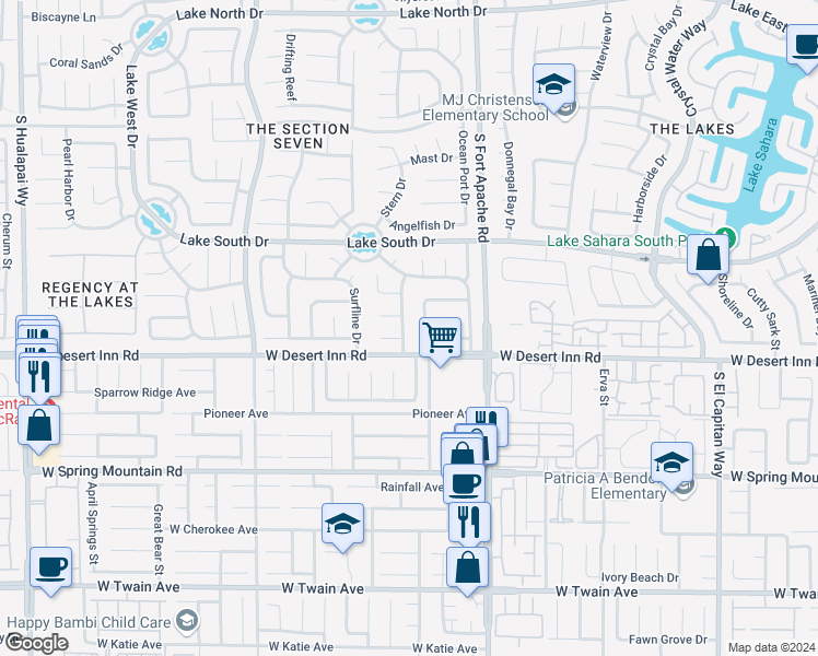 map of restaurants, bars, coffee shops, grocery stores, and more near 3324 Canyon Lake Drive in Las Vegas