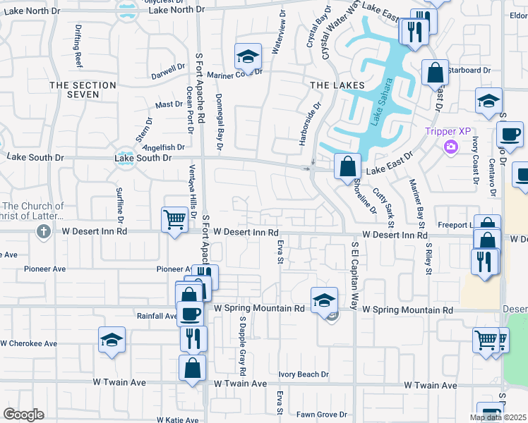 map of restaurants, bars, coffee shops, grocery stores, and more near 8845 Emerald Glen Way in Las Vegas