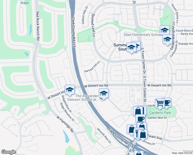 map of restaurants, bars, coffee shops, grocery stores, and more near 3286 Rushing Waters Place in Las Vegas
