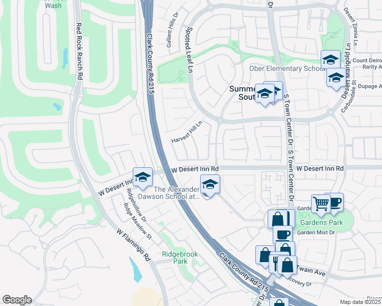 map of restaurants, bars, coffee shops, grocery stores, and more near 3289 Robins Creek Place in Las Vegas