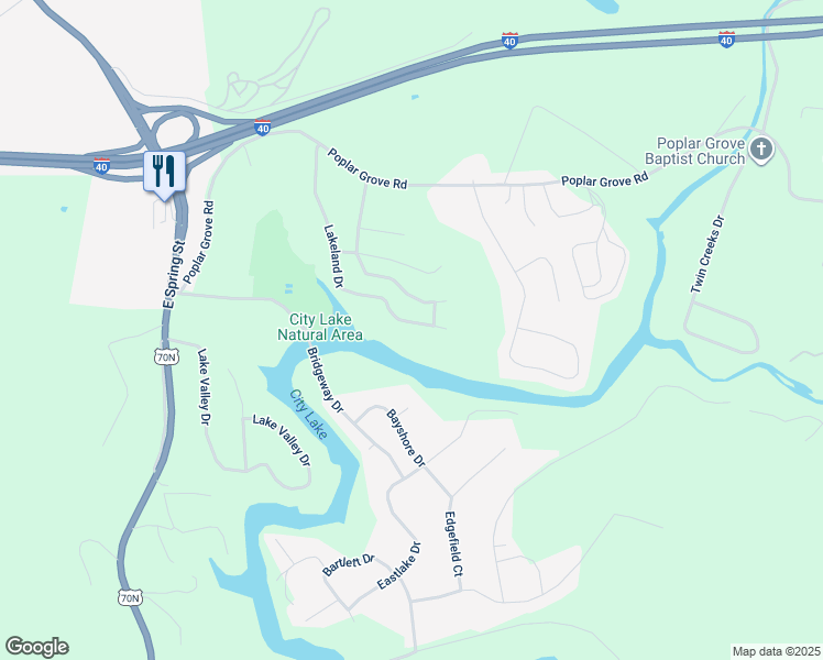 map of restaurants, bars, coffee shops, grocery stores, and more near 2801 Lakeland Drive in Cookeville