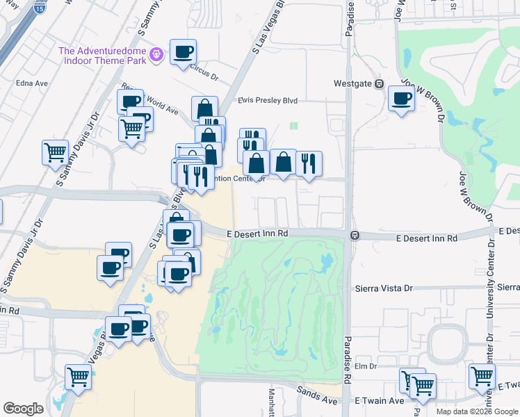 map of restaurants, bars, coffee shops, grocery stores, and more near 3250 Channel 8 Drive in Las Vegas