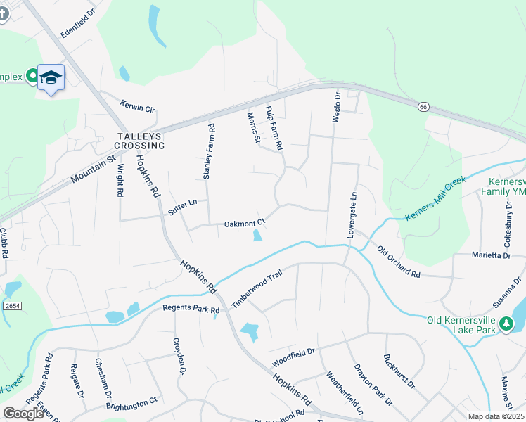 map of restaurants, bars, coffee shops, grocery stores, and more near 213 Oakmont Park Court in Kernersville