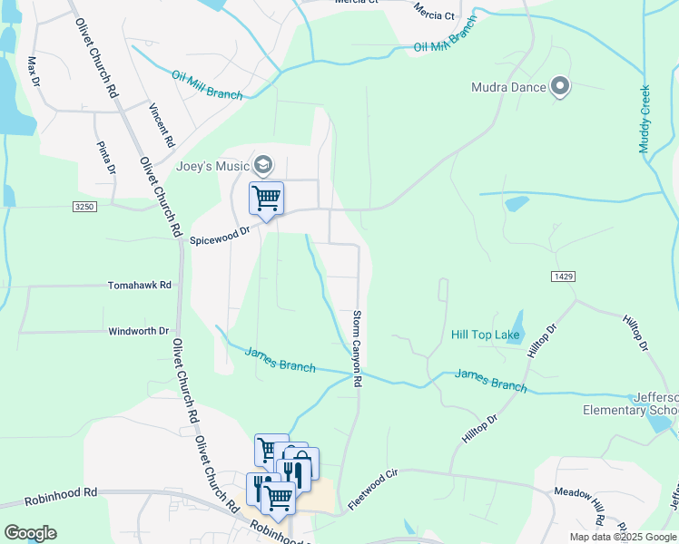 map of restaurants, bars, coffee shops, grocery stores, and more near 5305 Breeze Way in Winston-Salem