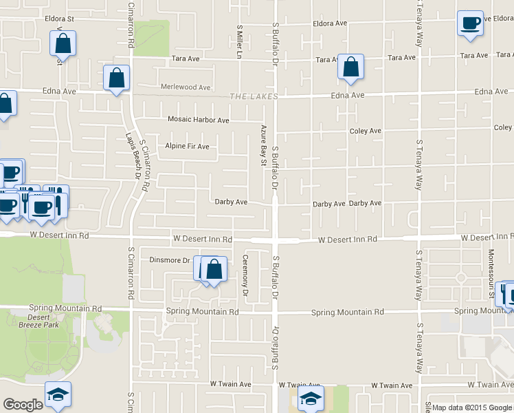 map of restaurants, bars, coffee shops, grocery stores, and more near 3228 Crown Cove Court in Las Vegas