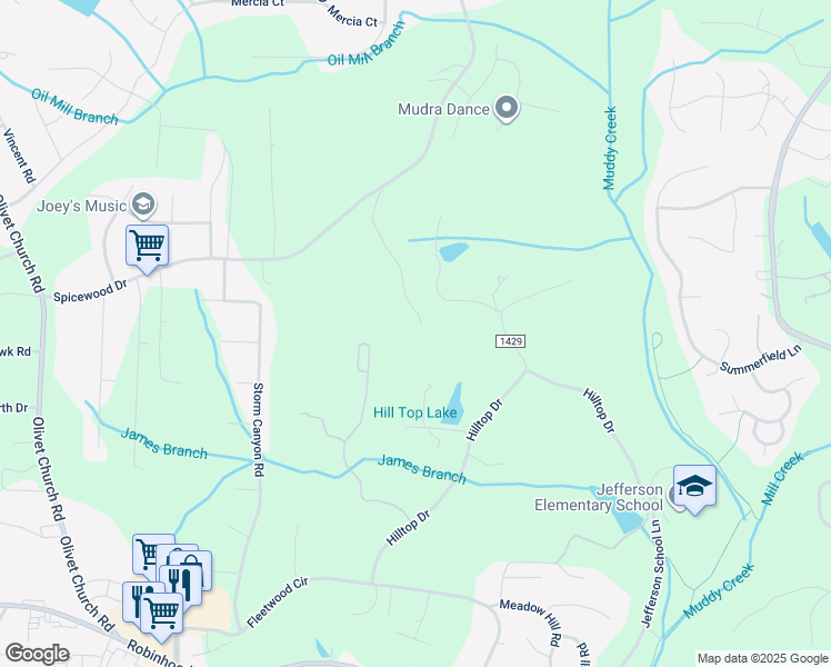 map of restaurants, bars, coffee shops, grocery stores, and more near 2435 Conrad Oaks Lane in Winston-Salem