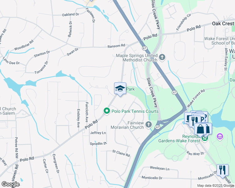 map of restaurants, bars, coffee shops, grocery stores, and more near 2000 Polo Road in Winston-Salem