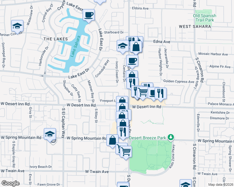map of restaurants, bars, coffee shops, grocery stores, and more near 3305 Paragon Drive in Las Vegas