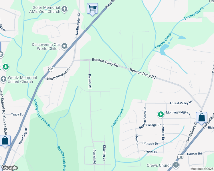 map of restaurants, bars, coffee shops, grocery stores, and more near 3508 La Casa Boulevard in Winston-Salem