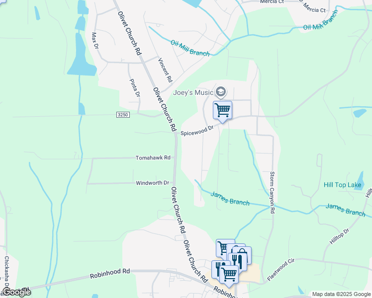 map of restaurants, bars, coffee shops, grocery stores, and more near 2273 Olivet Church Road in Winston-Salem