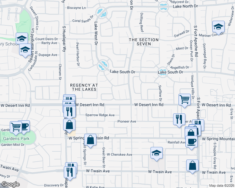 map of restaurants, bars, coffee shops, grocery stores, and more near 3333 Royal Glen Court in Las Vegas