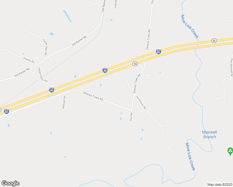 map of restaurants, bars, coffee shops, grocery stores, and more near 2075 Elmore Town Road in Baxter