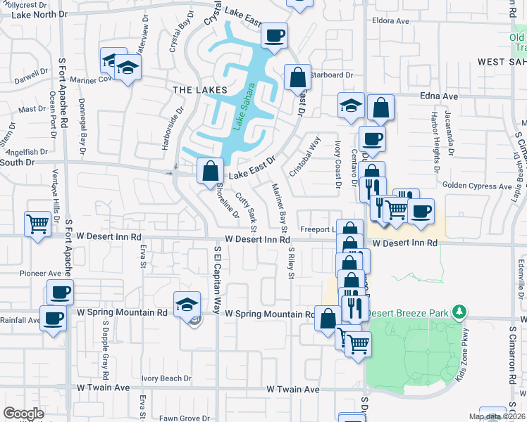 map of restaurants, bars, coffee shops, grocery stores, and more near 3304 Cutty Sark Street in Las Vegas
