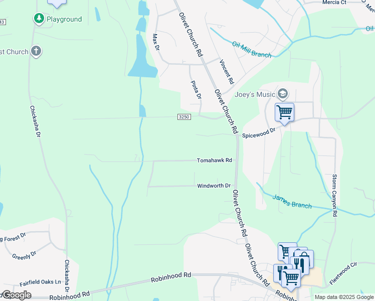 map of restaurants, bars, coffee shops, grocery stores, and more near 5747 Tomahawk Road in Winston-Salem