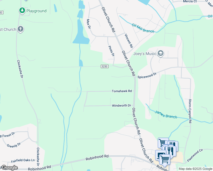 map of restaurants, bars, coffee shops, grocery stores, and more near 5747 Tomahawk Road in Winston-Salem