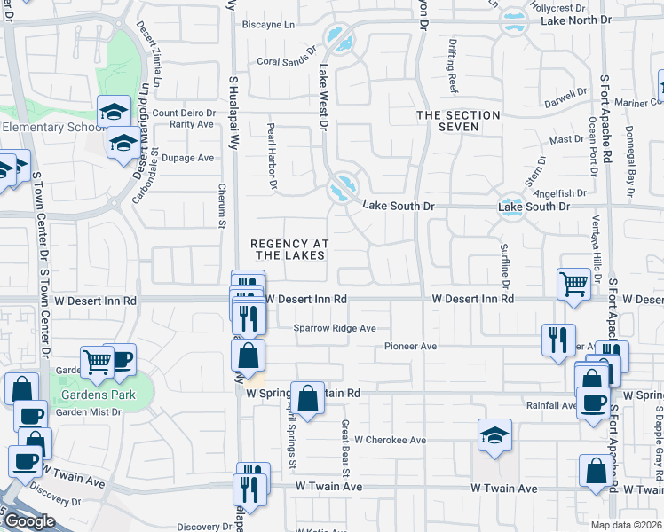 map of restaurants, bars, coffee shops, grocery stores, and more near 9900 Fox Springs Drive in Las Vegas