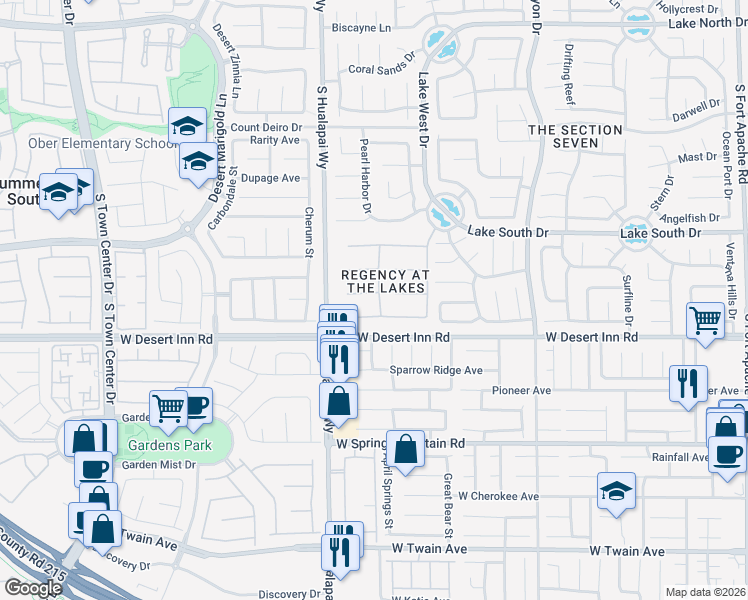 map of restaurants, bars, coffee shops, grocery stores, and more near 9917 Fox Springs Drive in Las Vegas