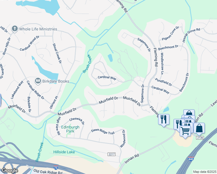 map of restaurants, bars, coffee shops, grocery stores, and more near 3505 Cherry Hill Drive in Greensboro