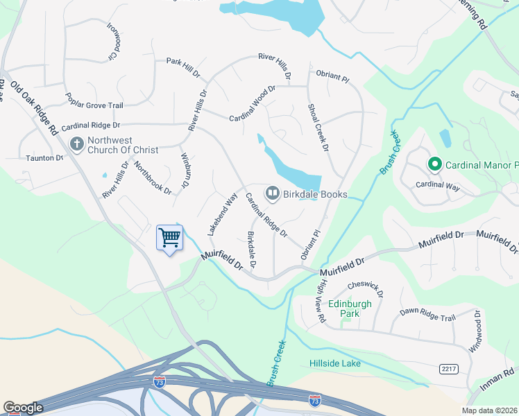 map of restaurants, bars, coffee shops, grocery stores, and more near 6401 Birkdale Drive in Greensboro