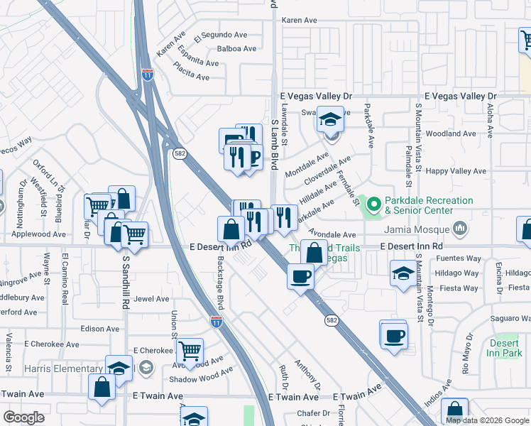 map of restaurants, bars, coffee shops, grocery stores, and more near in Paradise