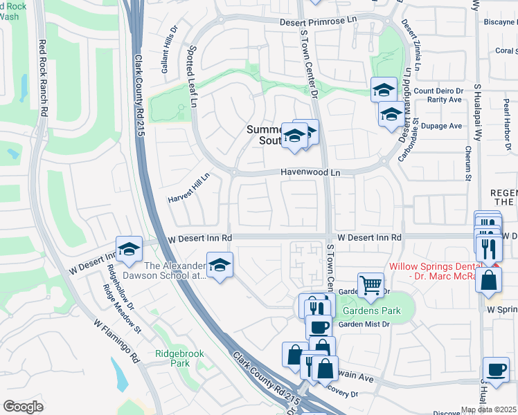 map of restaurants, bars, coffee shops, grocery stores, and more near 10820 Woodstream Court in Las Vegas