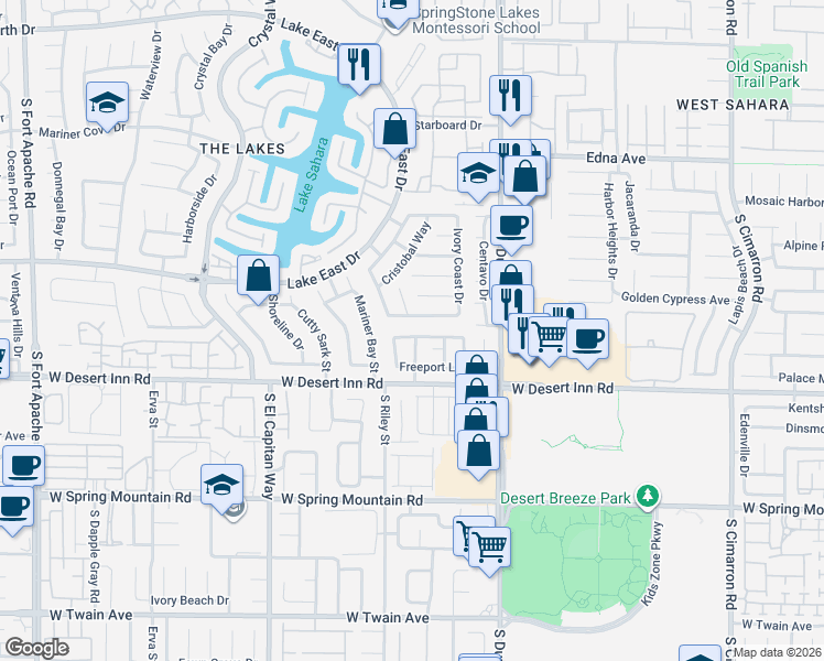 map of restaurants, bars, coffee shops, grocery stores, and more near 3224 Antilles Court in Las Vegas