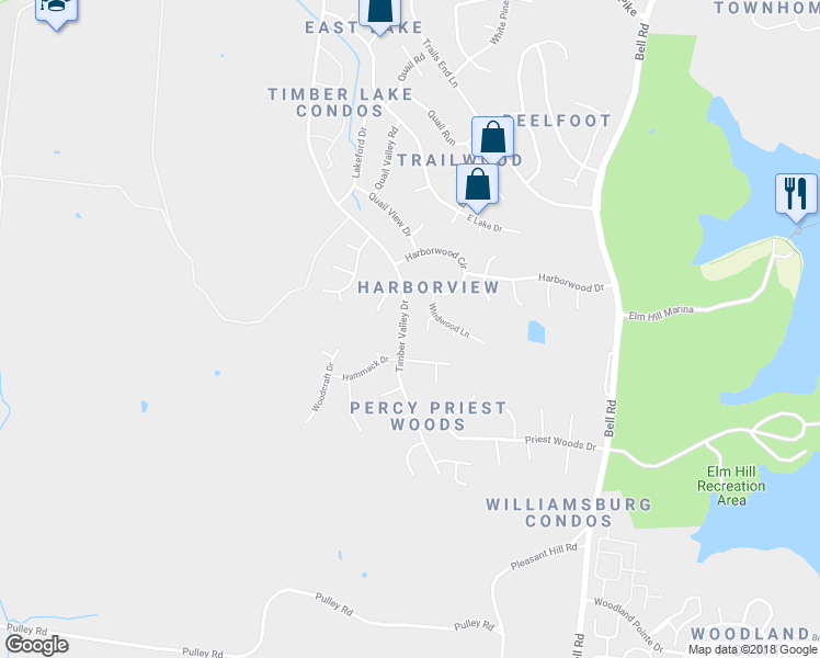 map of restaurants, bars, coffee shops, grocery stores, and more near 1341 Timber Valley Drive in Nashville