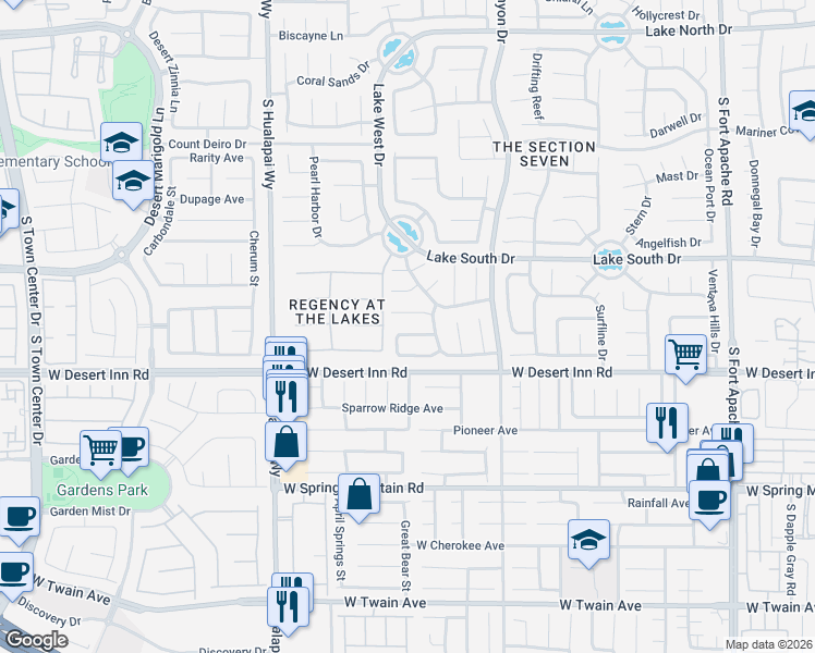 map of restaurants, bars, coffee shops, grocery stores, and more near 9808 Russett Wood Circle in Las Vegas