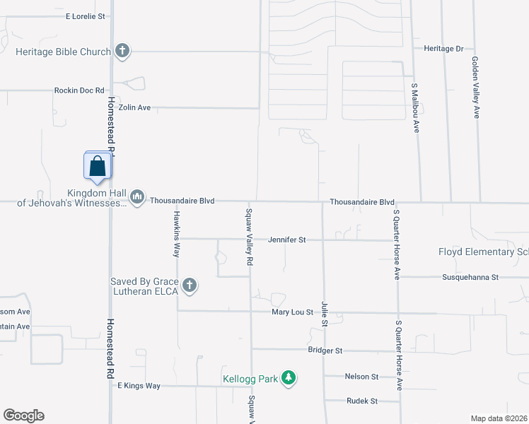 map of restaurants, bars, coffee shops, grocery stores, and more near 3551 Thousandaire Boulevard in Pahrump