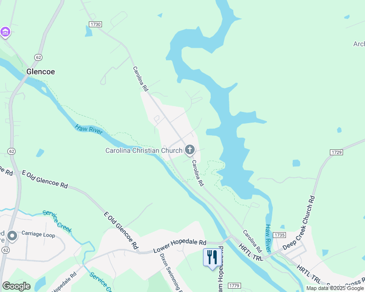 map of restaurants, bars, coffee shops, grocery stores, and more near in Alamance County