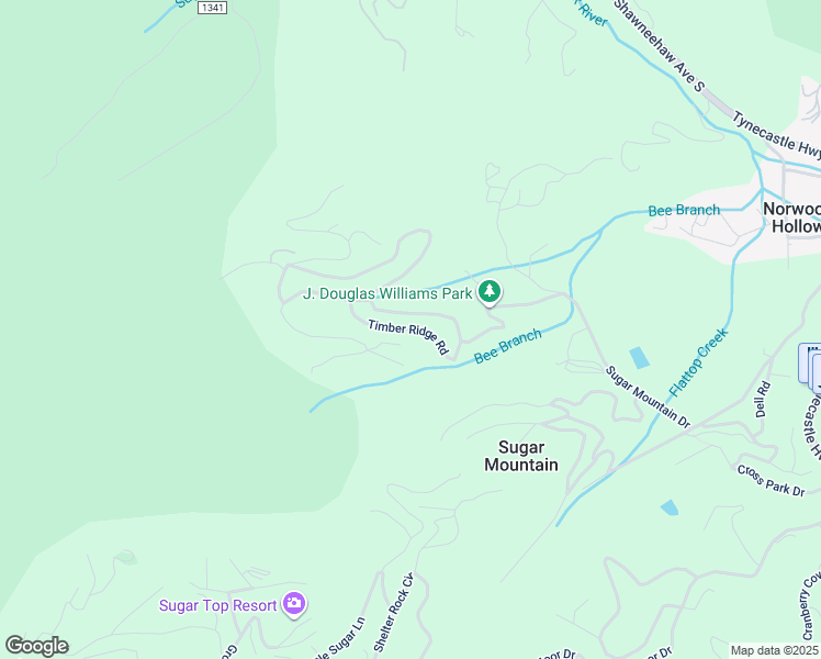 map of restaurants, bars, coffee shops, grocery stores, and more near Timber Ridge Road in Sugar Mountain