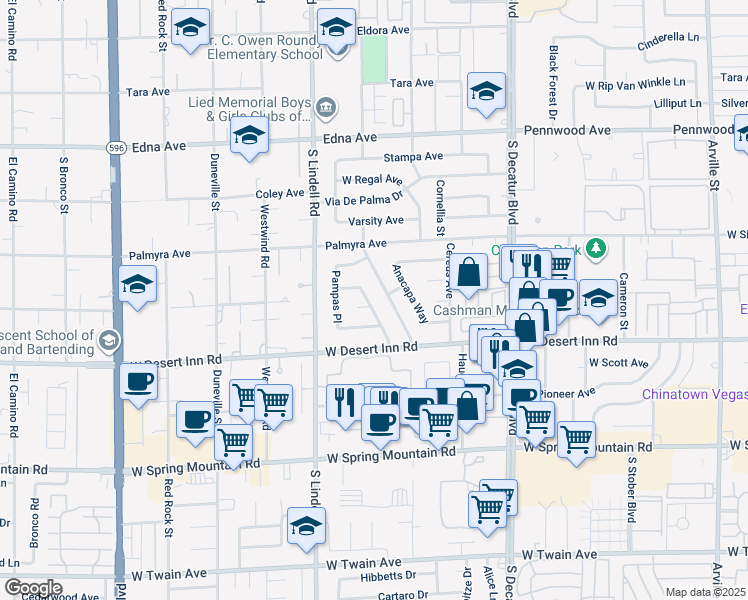 map of restaurants, bars, coffee shops, grocery stores, and more near 3212 Moonflower Drive in Las Vegas
