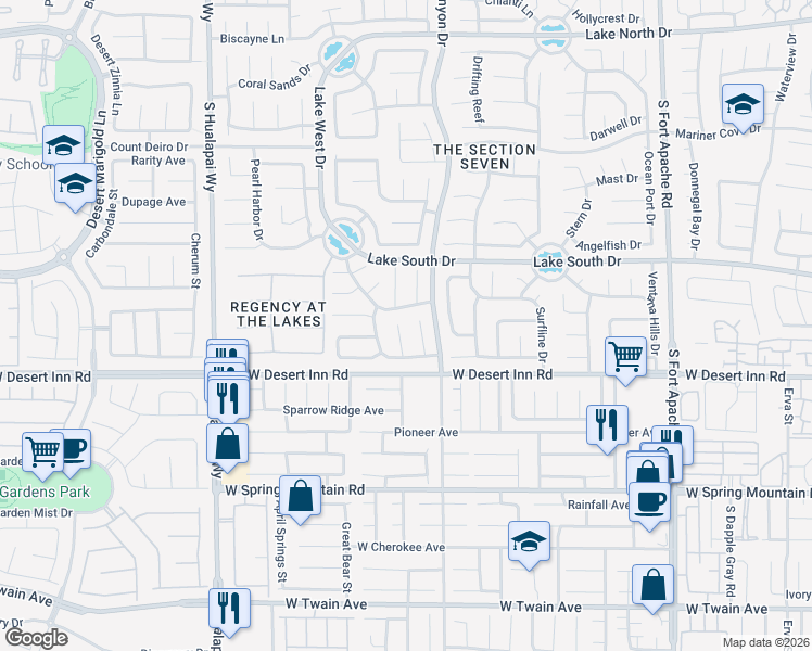 map of restaurants, bars, coffee shops, grocery stores, and more near 3232 Flagstaff Court in Las Vegas