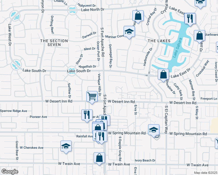 map of restaurants, bars, coffee shops, grocery stores, and more near 3250 South Fort Apache Road in Las Vegas