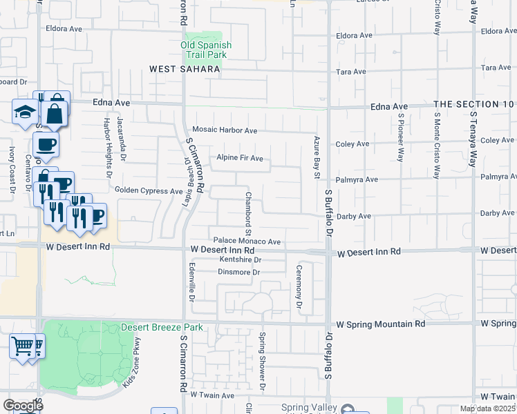 map of restaurants, bars, coffee shops, grocery stores, and more near 3179 Surf Spray Street in Las Vegas